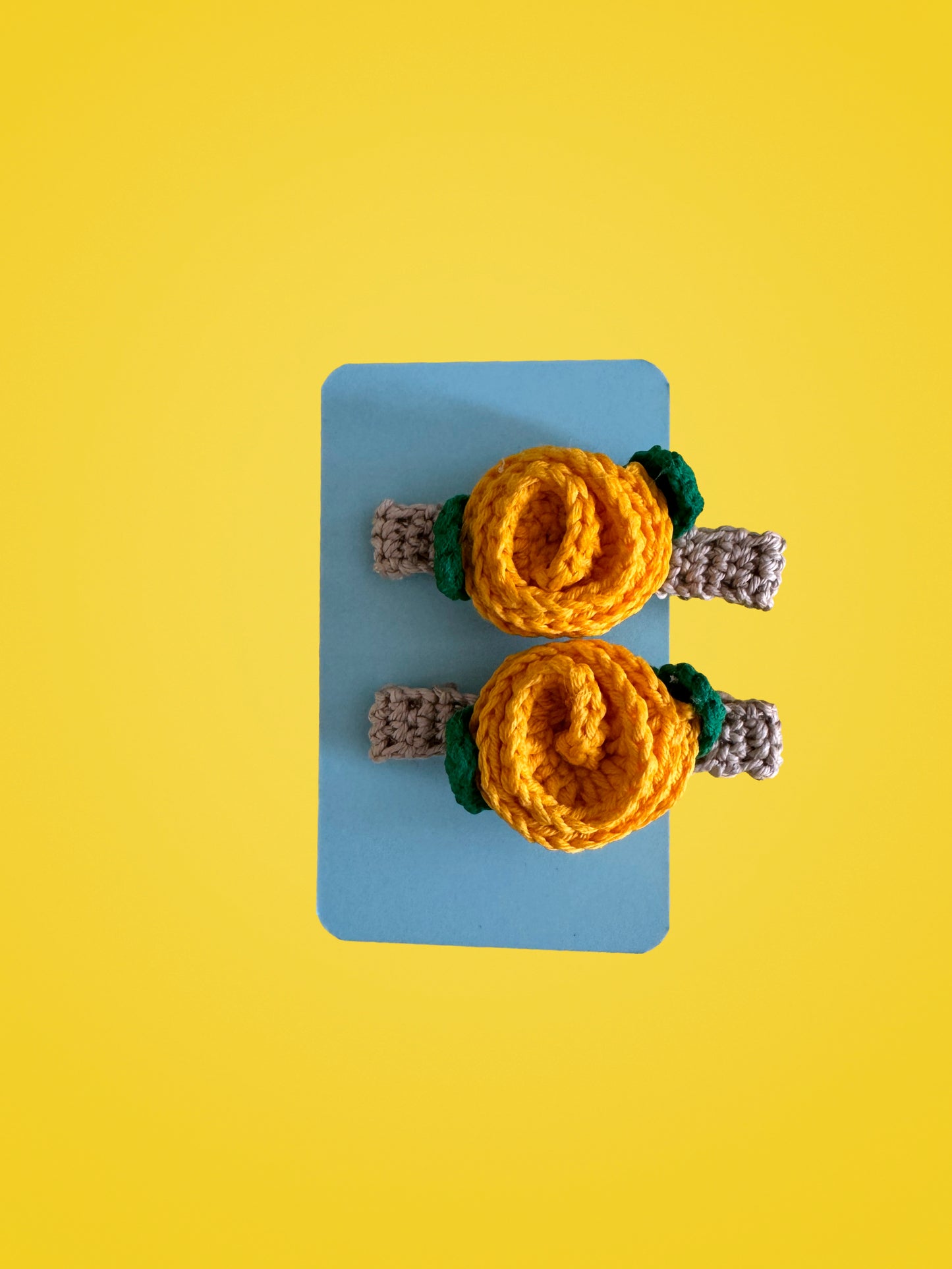 Handmade Crochet Yellow Hair Clips | Set of 2