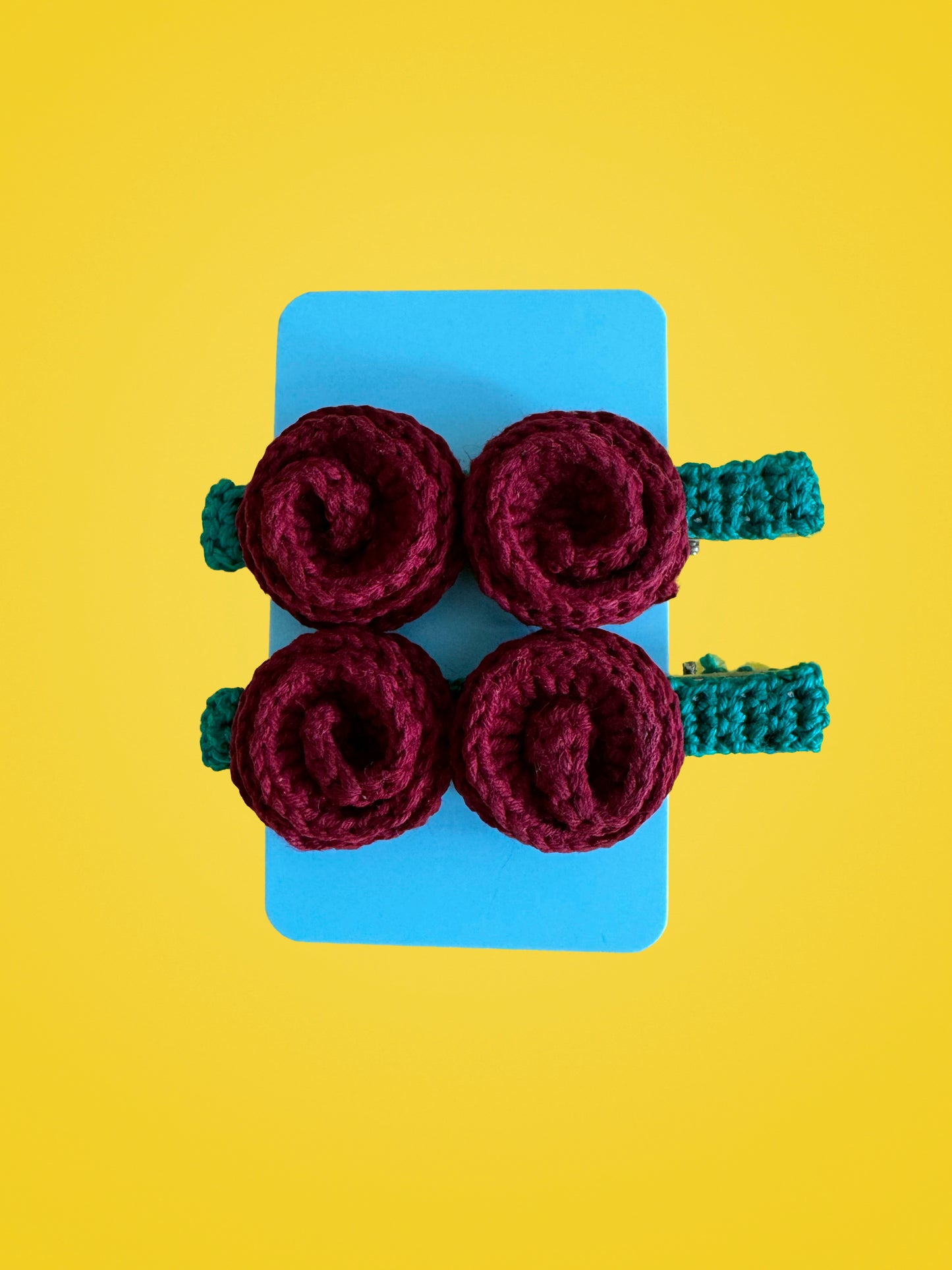 Handmade Crochet Burgundy Hair Clips | Set of 2