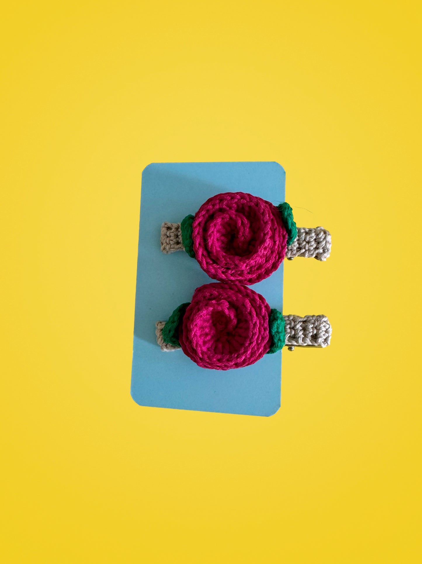 Handmade Crochet Pink Hair Clips | Set of 2