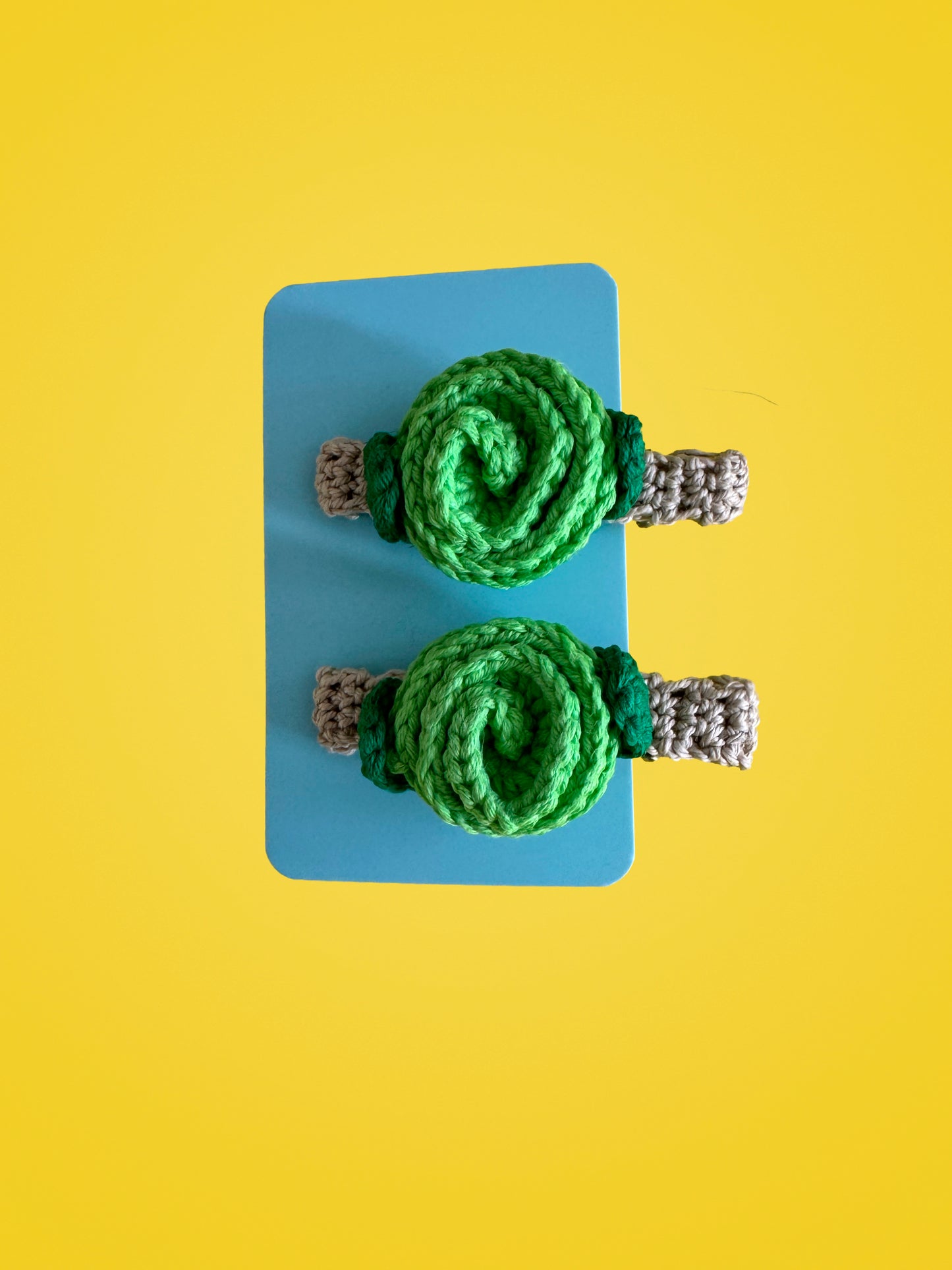 Handmade Crochet Green Hair Clips | Set of 2