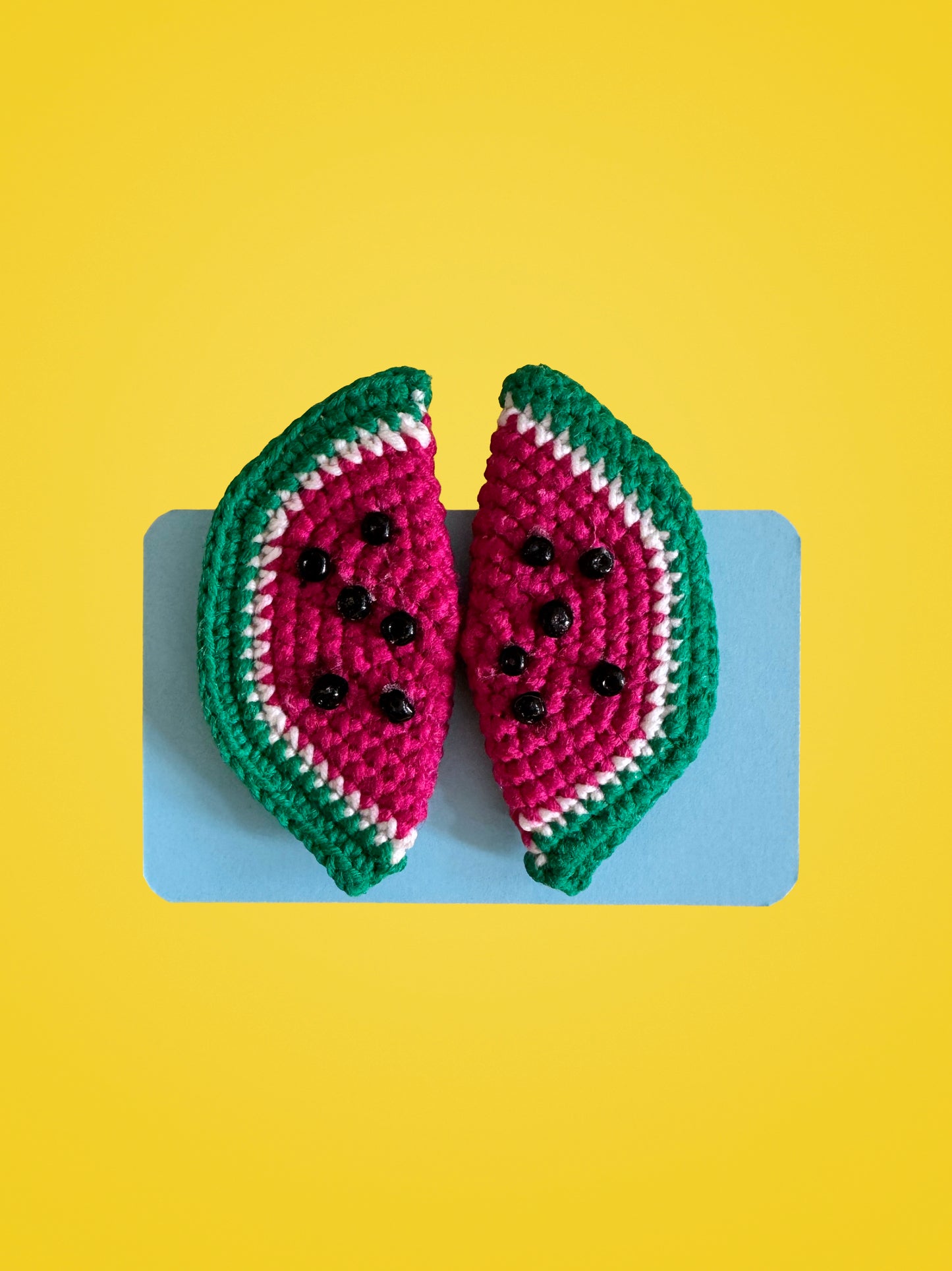 Handmade Crochet Watermelon Hair Clips | Set of 2