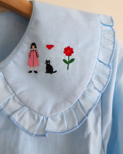 A Girl and Her Cat Blouse