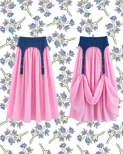 Pink Checkered Garter Skirt