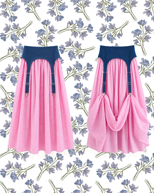 Pink Checkered Garter Skirt