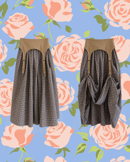 Beige Checkered Garter Skirt