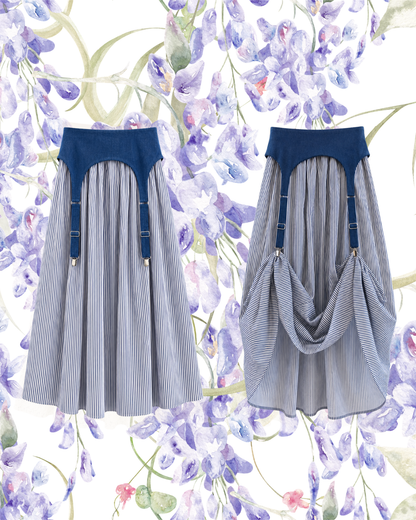 Blue Striped Garter Skirt