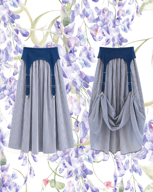Blue Striped Garter Skirt