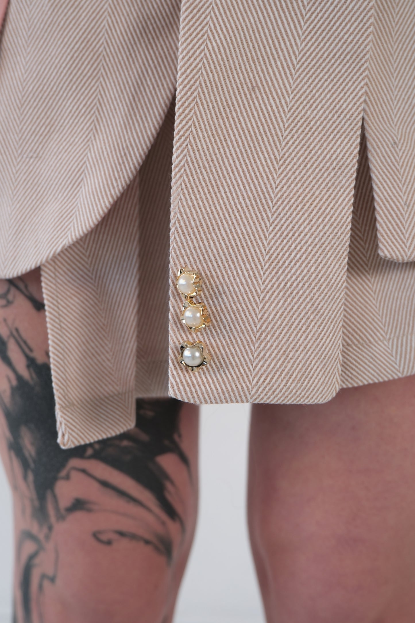 Sand Asymmetrical Pleated Skirt