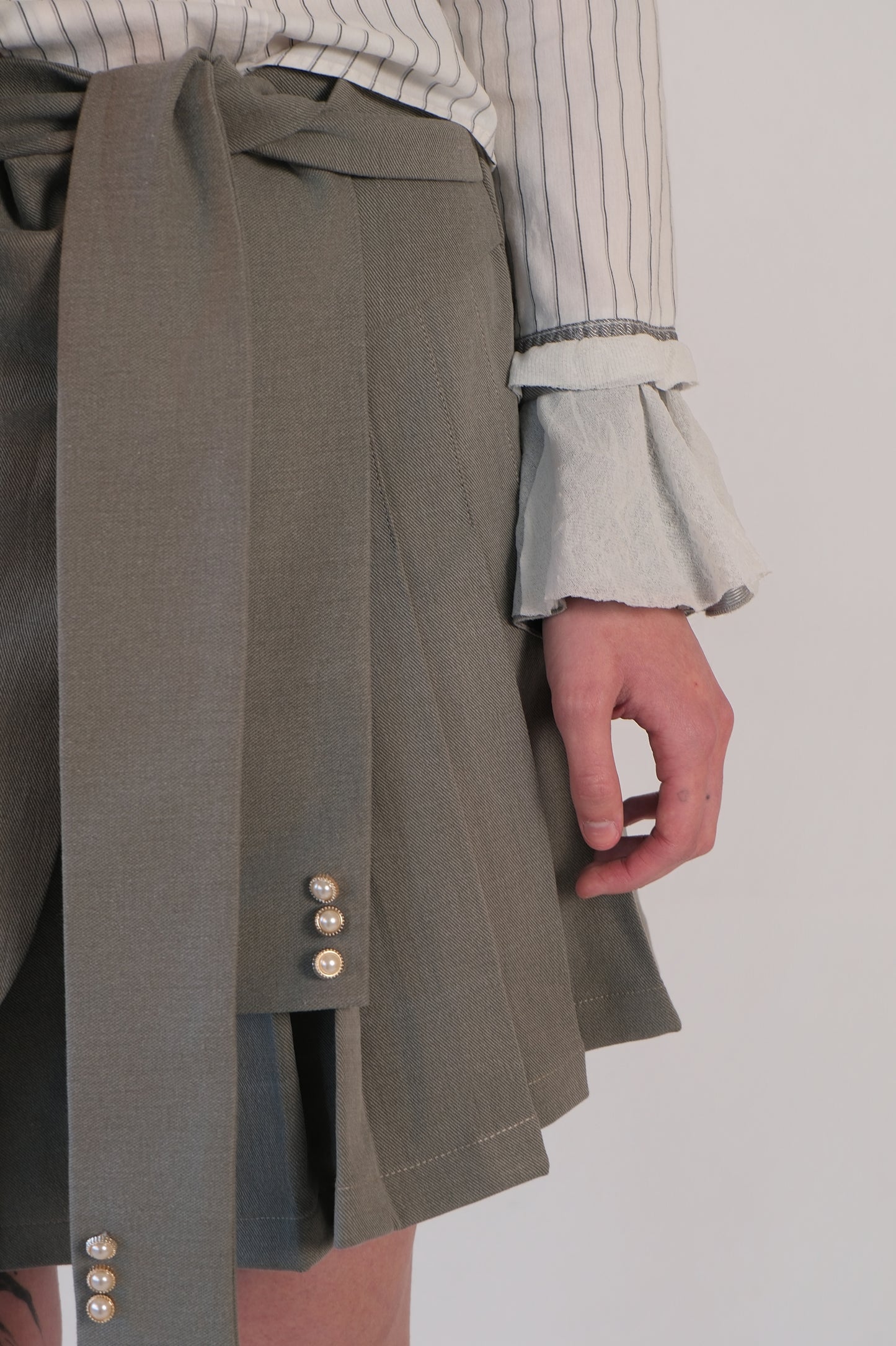 Grey Asymmetrical Pleated Skirt