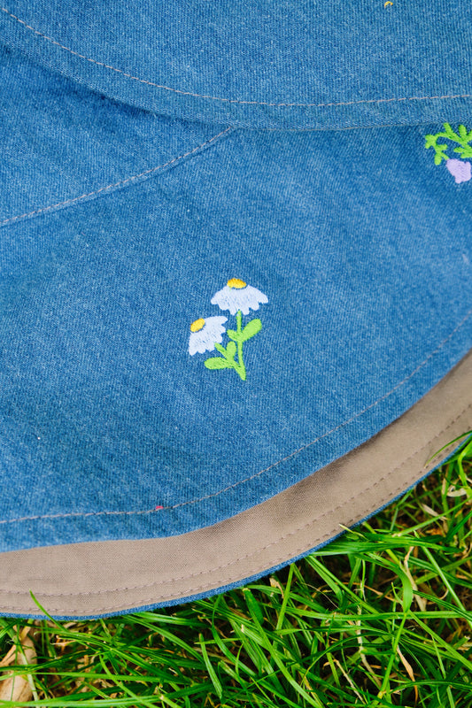 Sunhat with Mini Embroidered Flowers