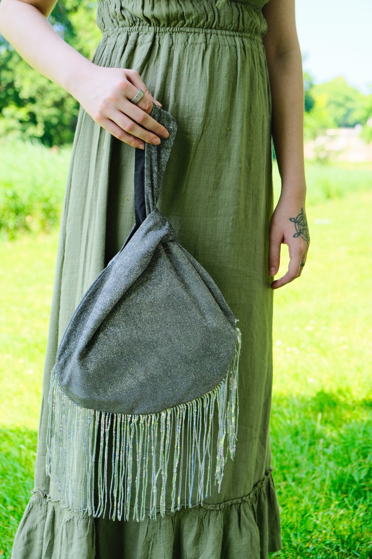 Large Silver Knot Bag