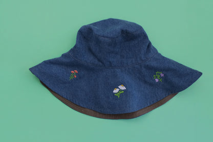 Sunhat with Mini Embroidered Flowers