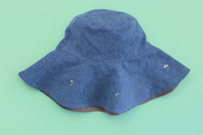 Sunhat with Delicate Embroidered Flowers