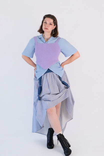 Blue Striped Garter Skirt