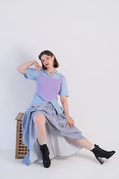 Blue Striped Garter Skirt