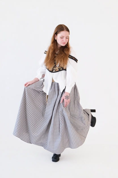 Beige Checkered Garter Skirt