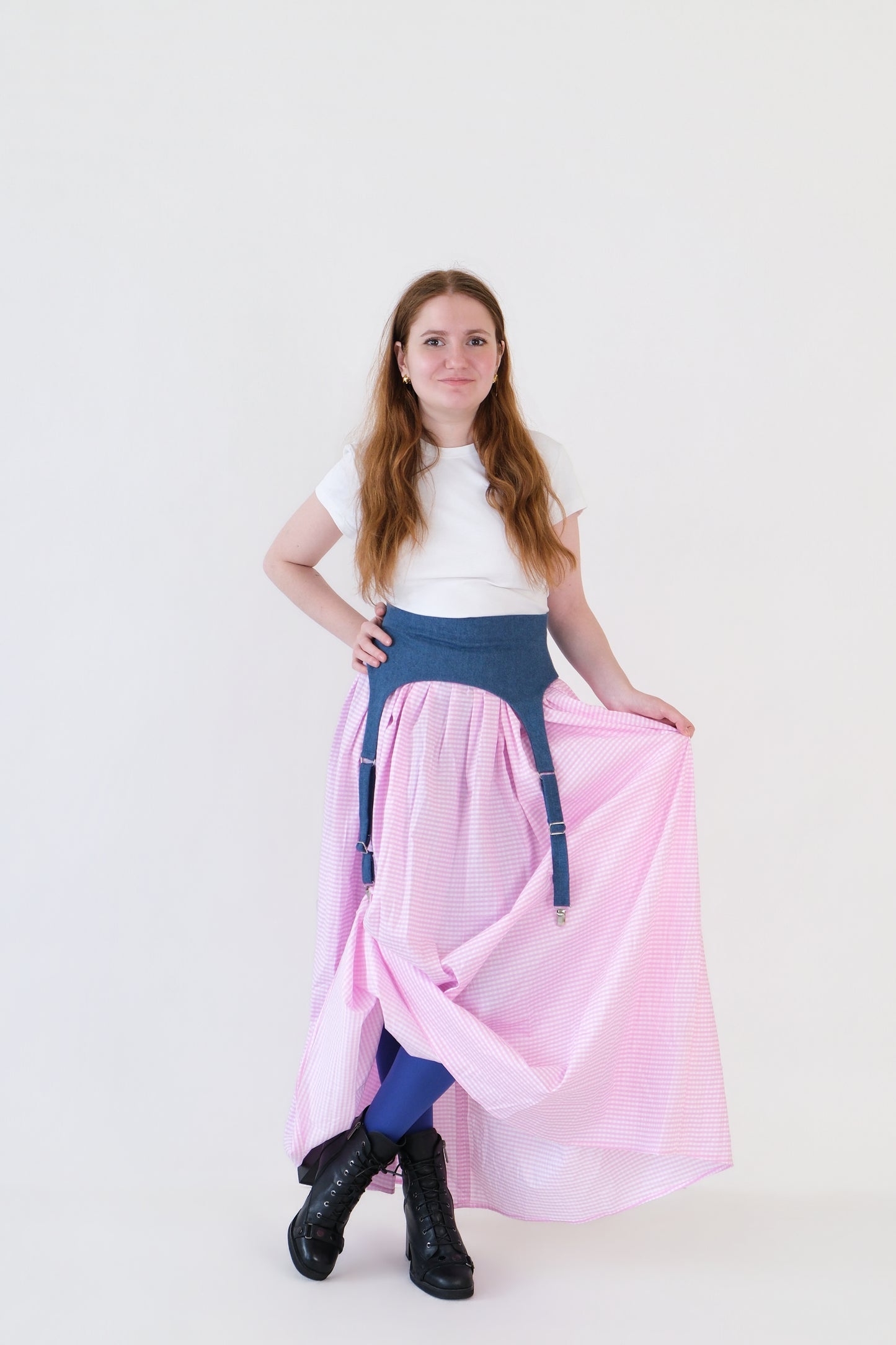 Pink Checkered Garter Skirt