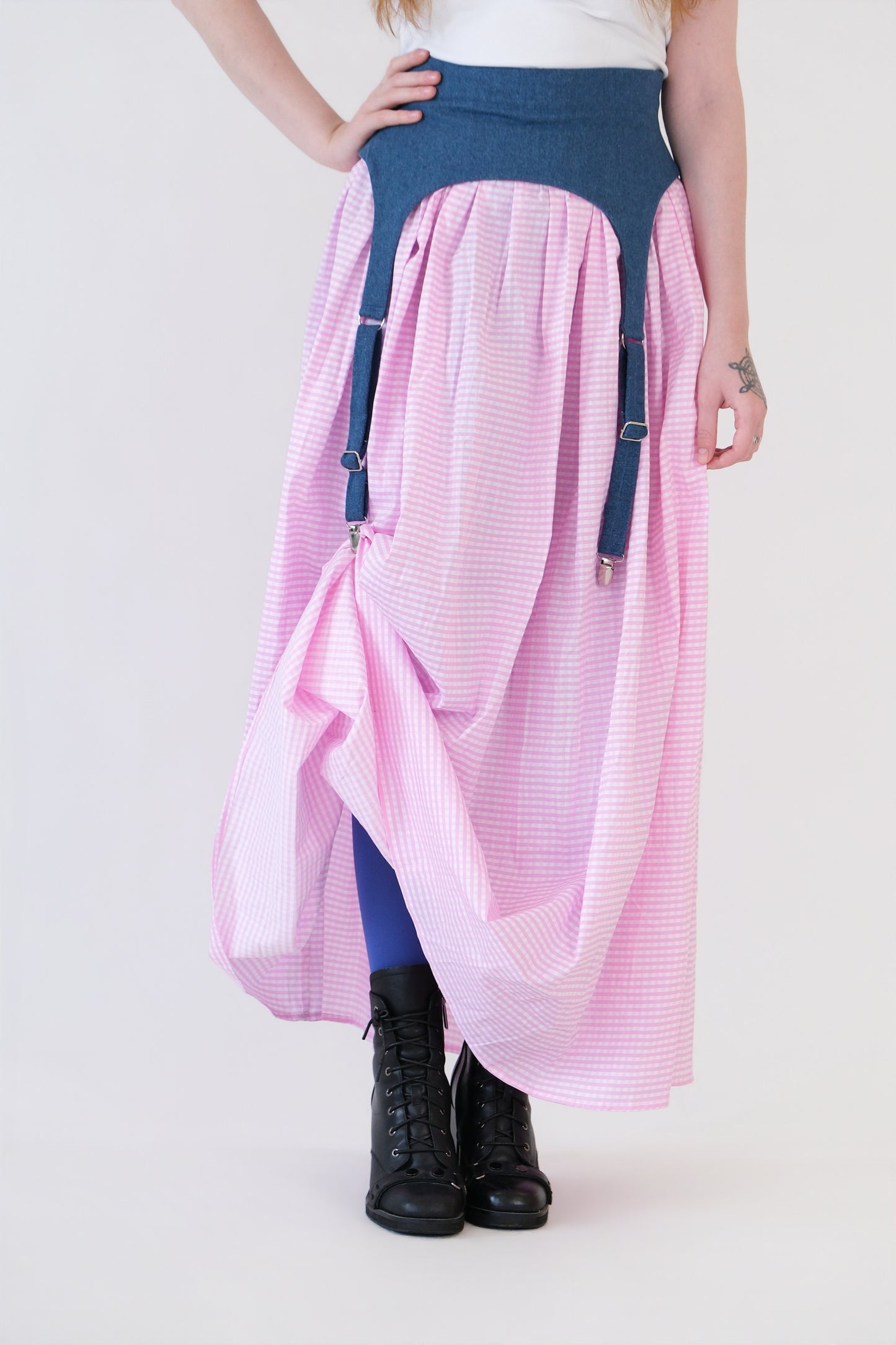 Pink Checkered Garter Skirt