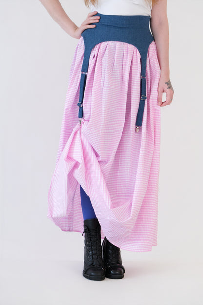 Pink Checkered Garter Skirt