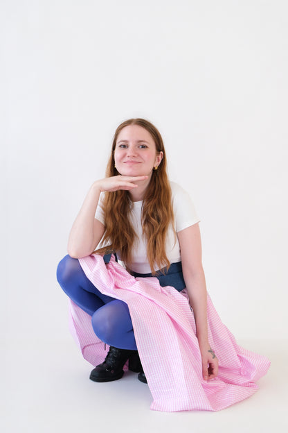 Pink Checkered Garter Skirt
