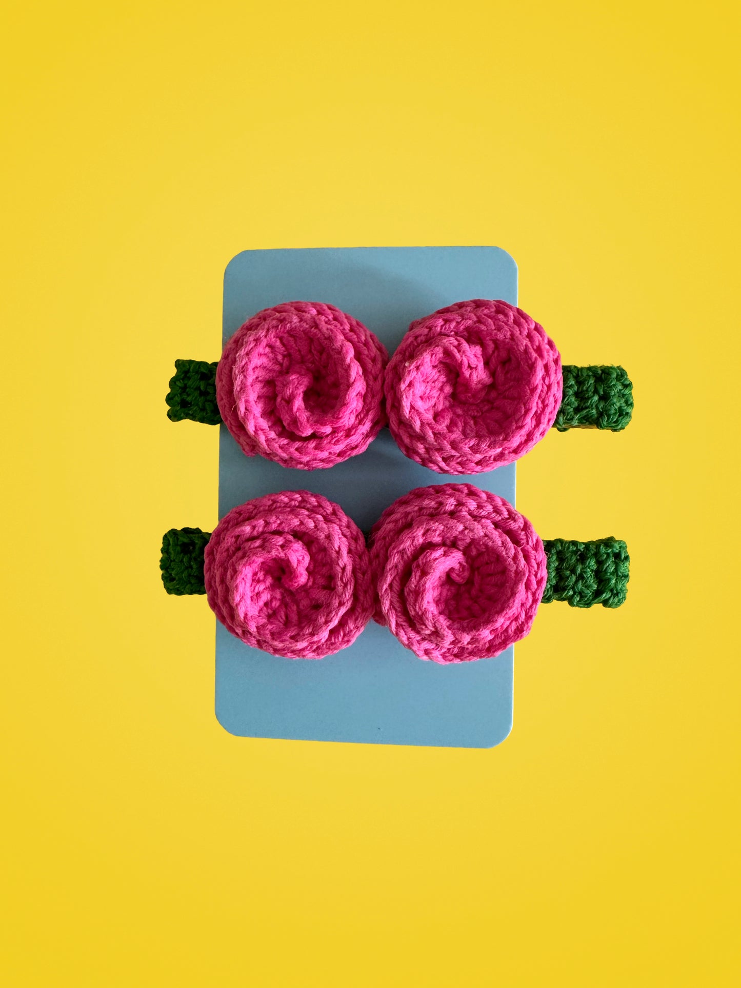 Handmade Crochet Rose Hair Clips | Set of 2